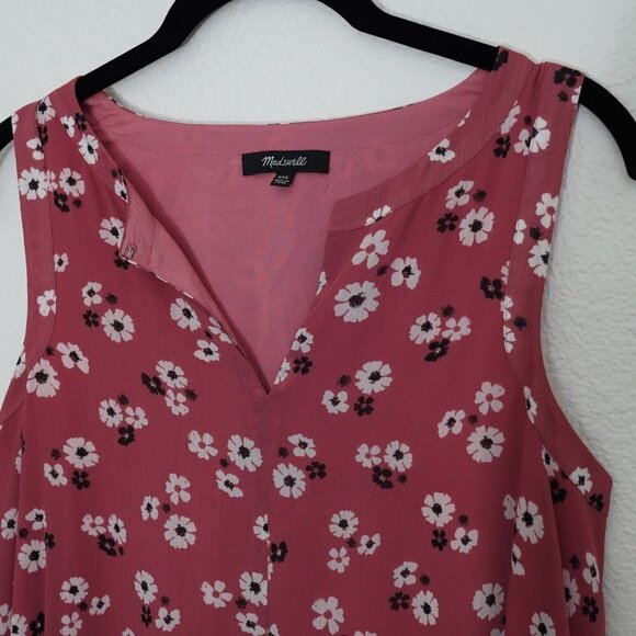 Madewell Maxi Dress Tie Waist Slit Flowy‎ Floral Daisy Sleeveless Pink Mauve XXS - Picture 5 of 14